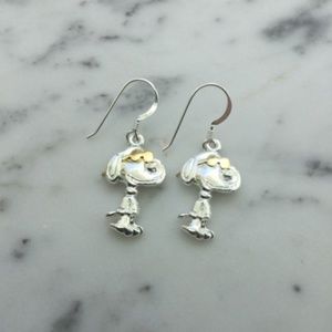 Solid Sterling Silver Snoopy Peanuts Earrings Collectors Item